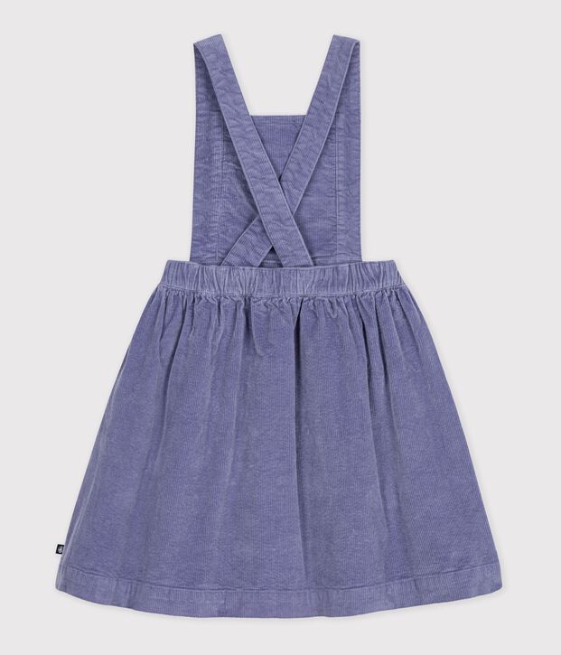 Children's plain corduroy dungaree dress purple