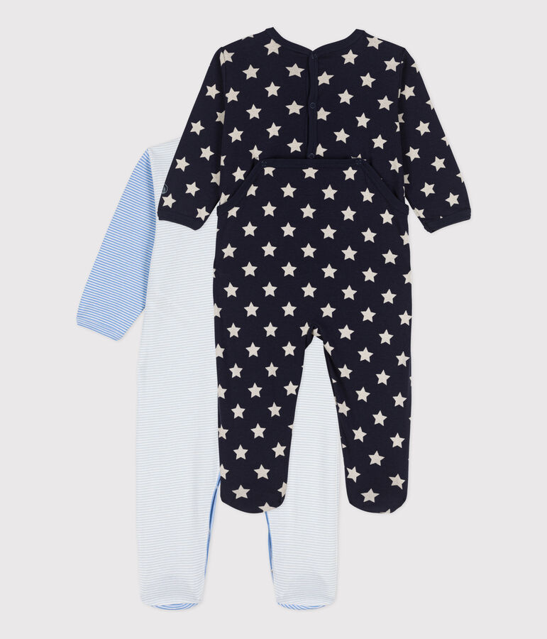 Pinstripes and Stars Cotton Sleepsuits - 2-Pack multicolor