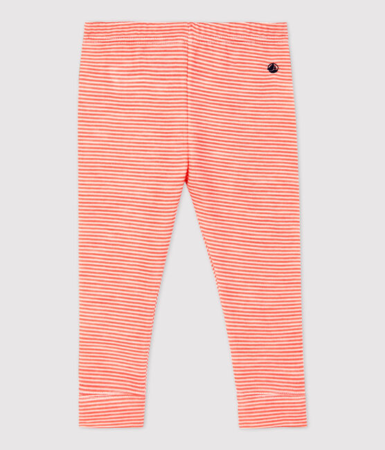 Babies' Wool/Cotton Leggings OURSIN orange/MARSHMALLOW white