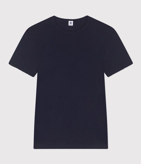 Women's Iconic Organic Cotton T-Shirt With Decorative Stitching SMOKING blue