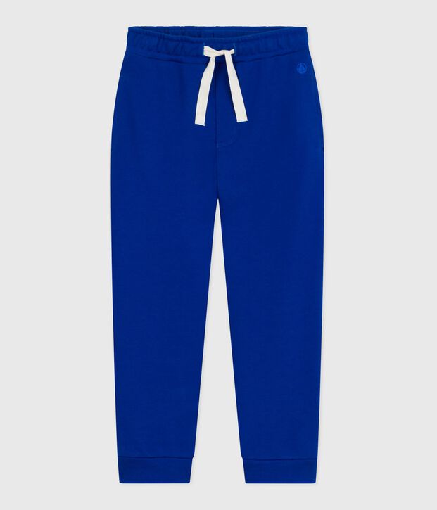 Children's plain cotton jogging bottoms blue