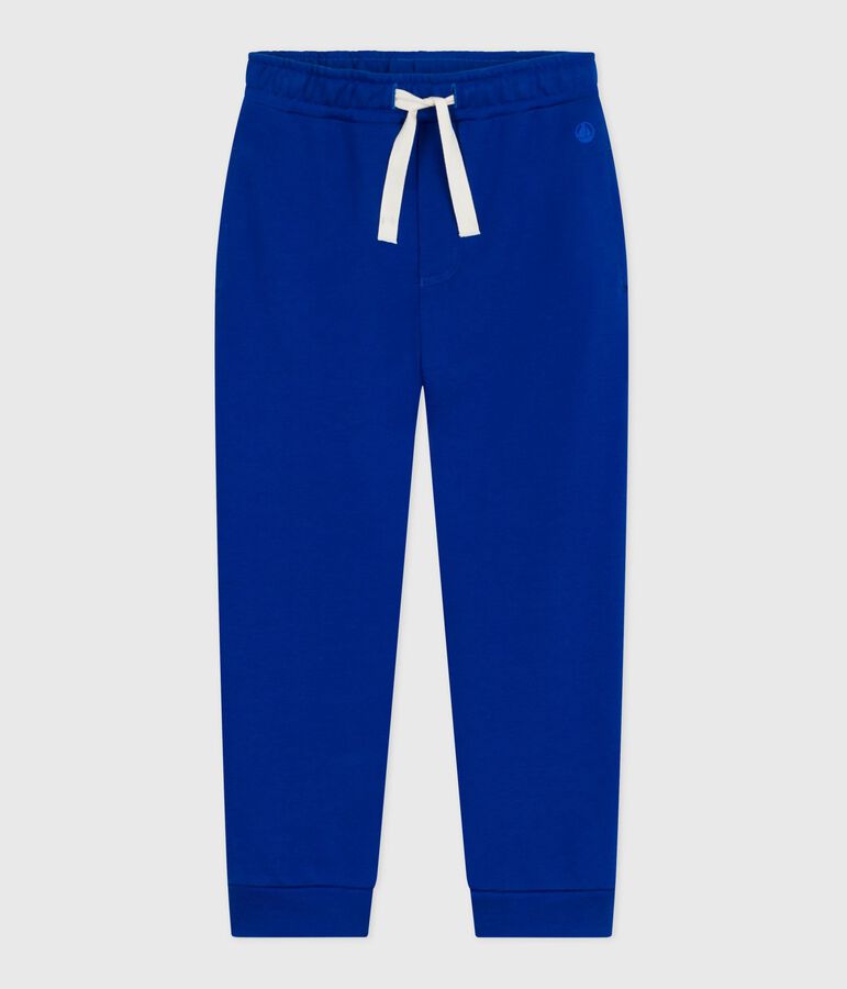 Children's plain cotton jogging bottoms blue