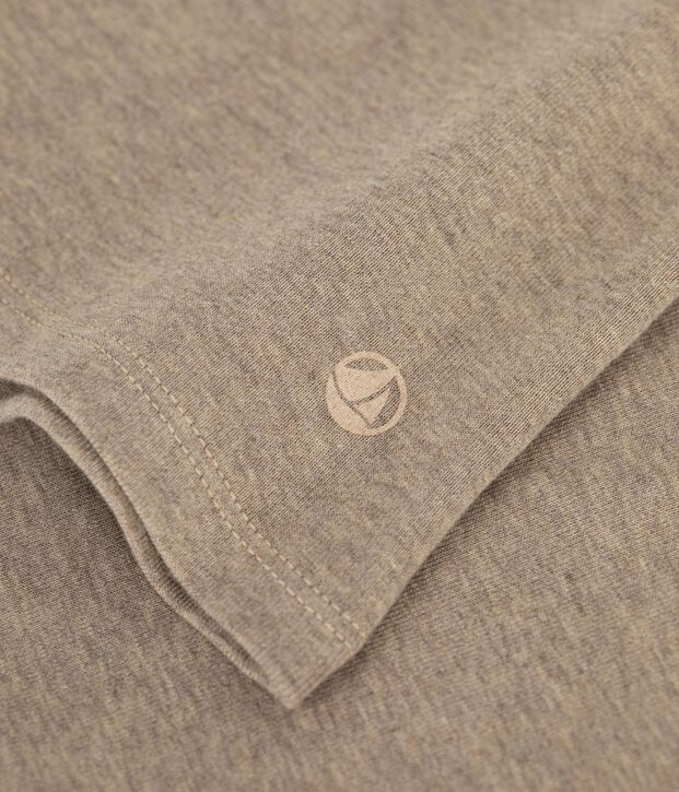 Women's long sleeved plain cotton T-shirt beige
