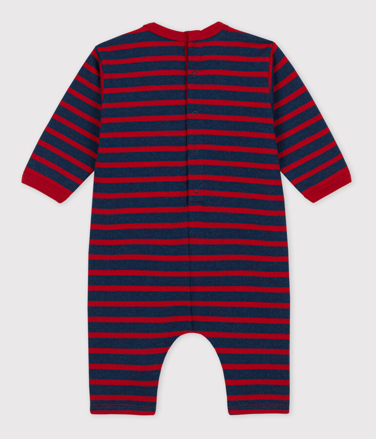 Babies' Thick Jersey Stripy Breton Jumpsuit blue/red
