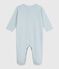 Babies' pinstriped cotton pyjama suit ADRIATIC /MARSHMALLOW