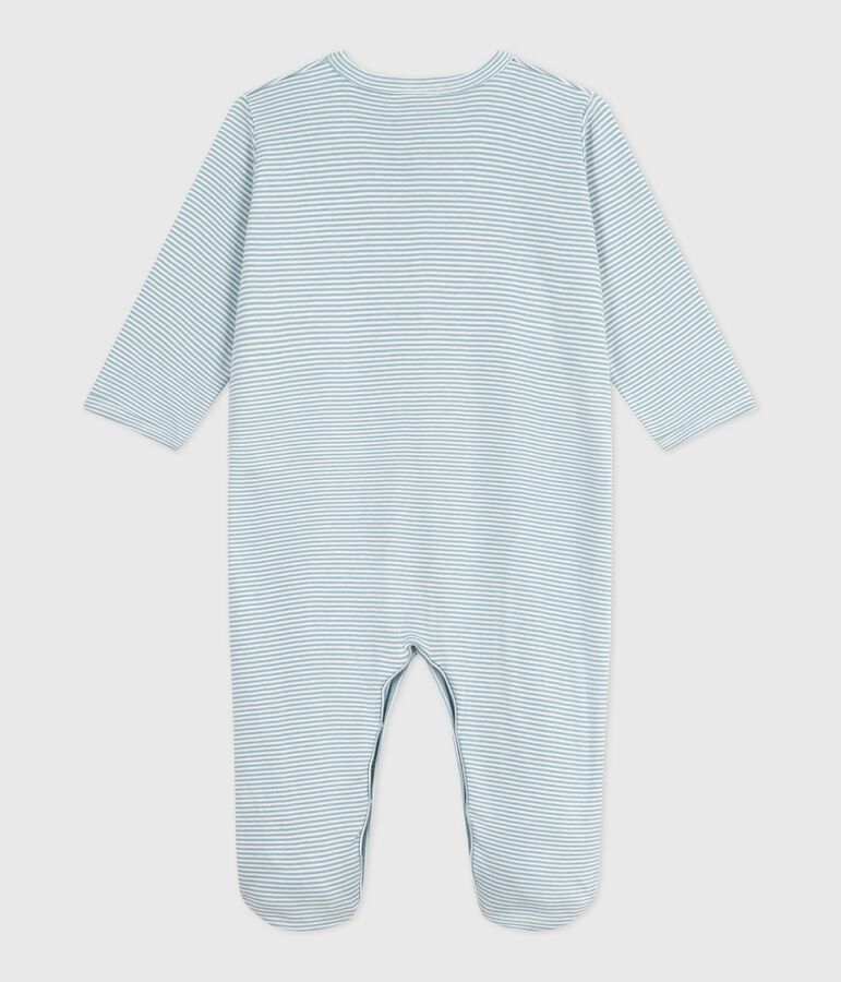Babies' pinstriped cotton pyjama suit blue/white