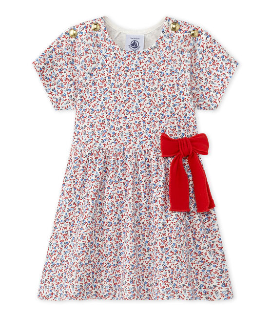 Baby girl's print dress MARSHMALLOW white/TERKUIT red/MULTICO