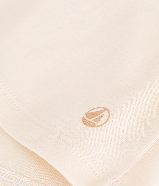 Girls' short-sleeved cotton T-shirt Ecru