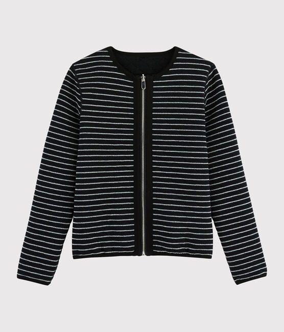 Women's reversible cardigan jacket NOIR black/ARGENT