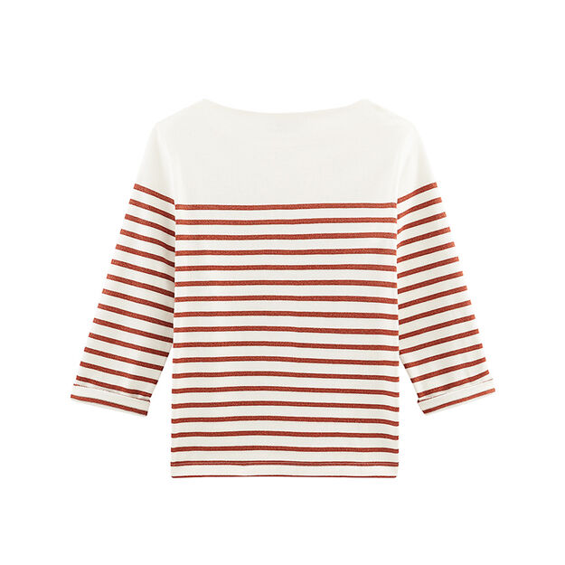 Women's long-sleeved stripy breton top white/pink