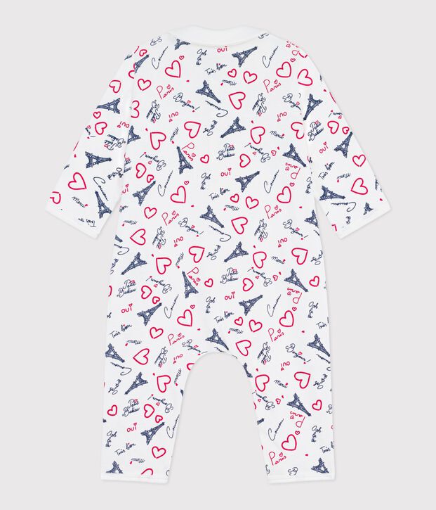Babies' Paris-print footless cotton pyjama suit white/multicolor