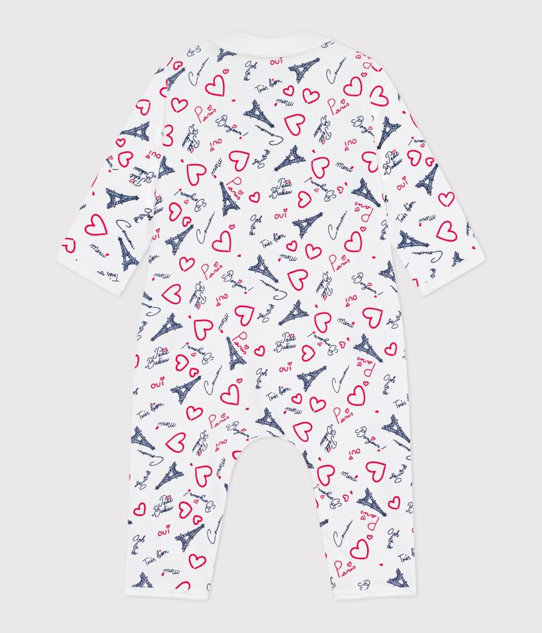 Babies' Paris-print footless cotton pyjama suit white/multicolor