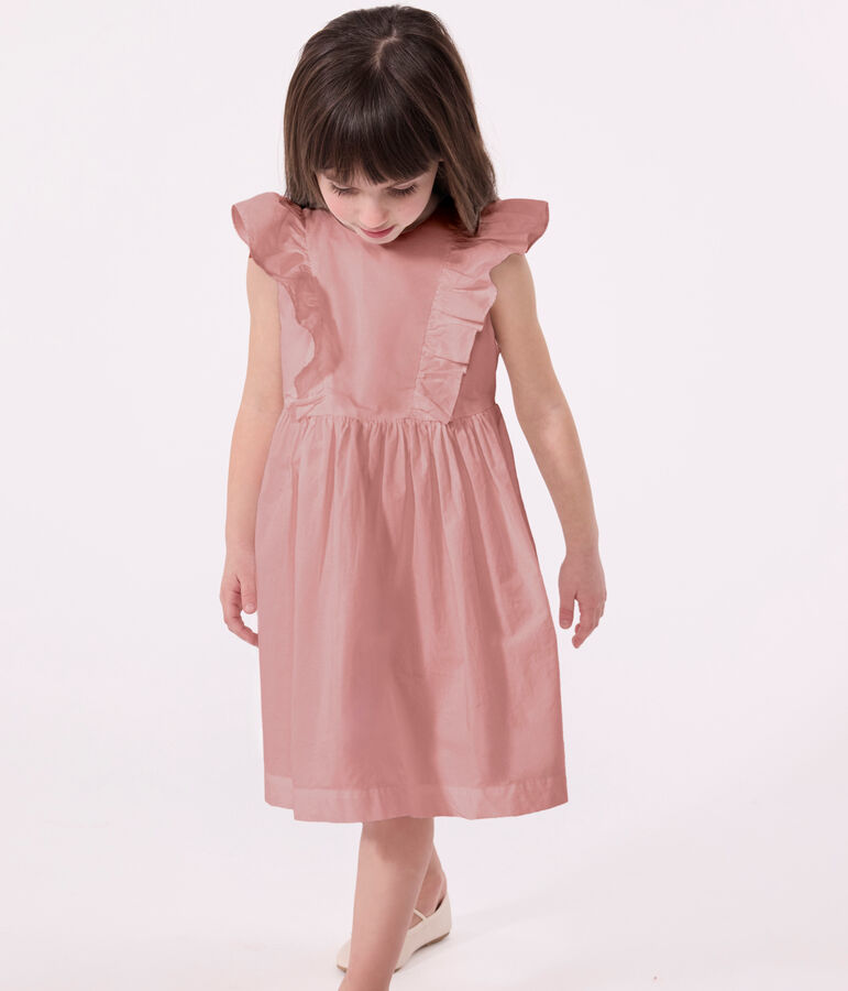 Children's sleeveless dress in plain cotton pink