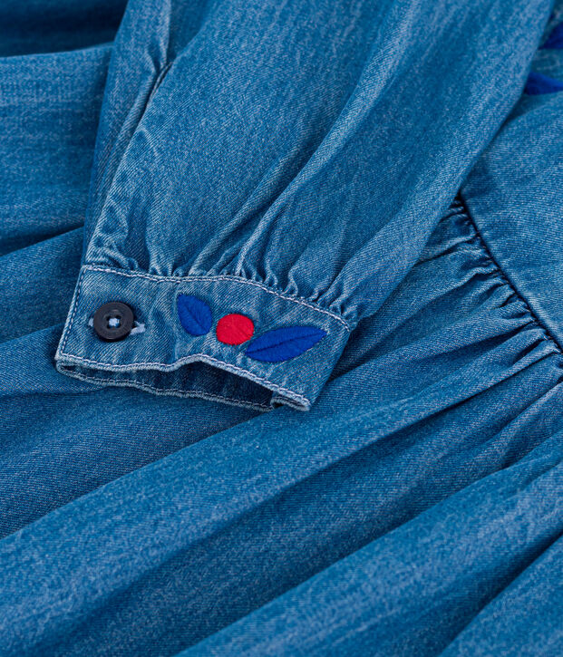 Children's long-sleeved denim dress blue