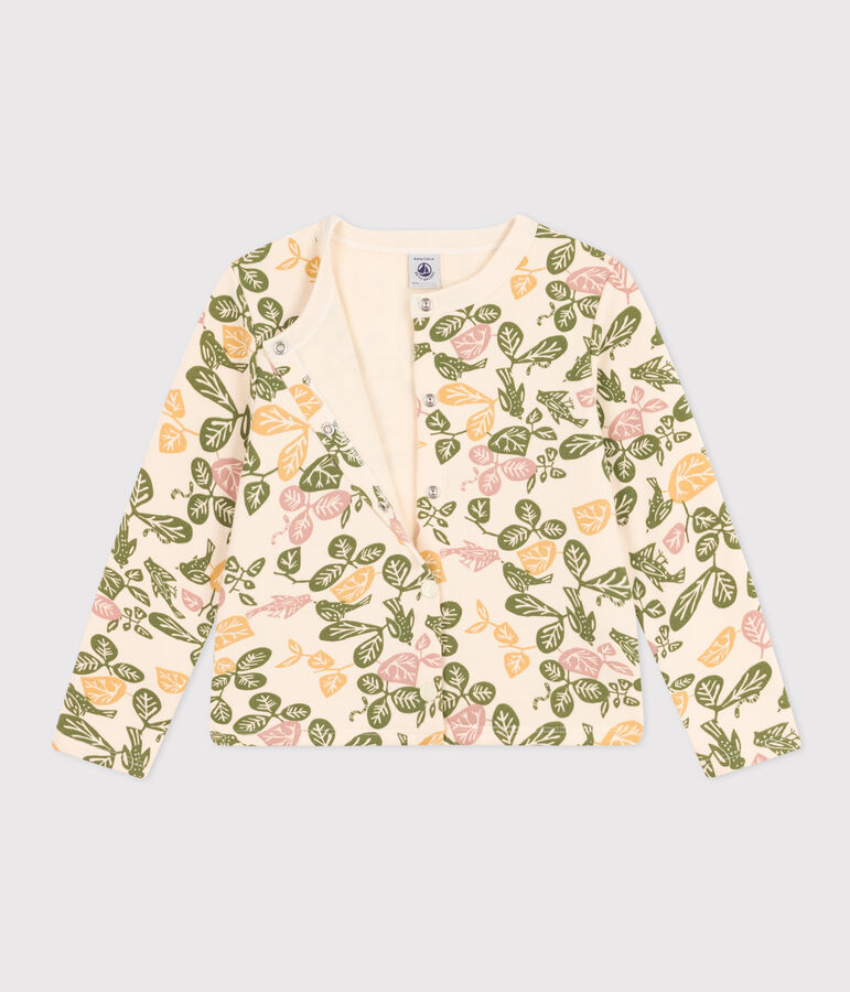 Girls' Cotton Cardigan Ecru/multicolor