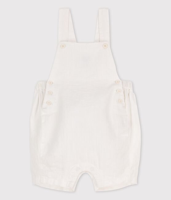 Babies' Linen Dungaree Shorts ECUME white