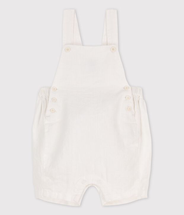 Babies' Linen Dungaree Shorts white