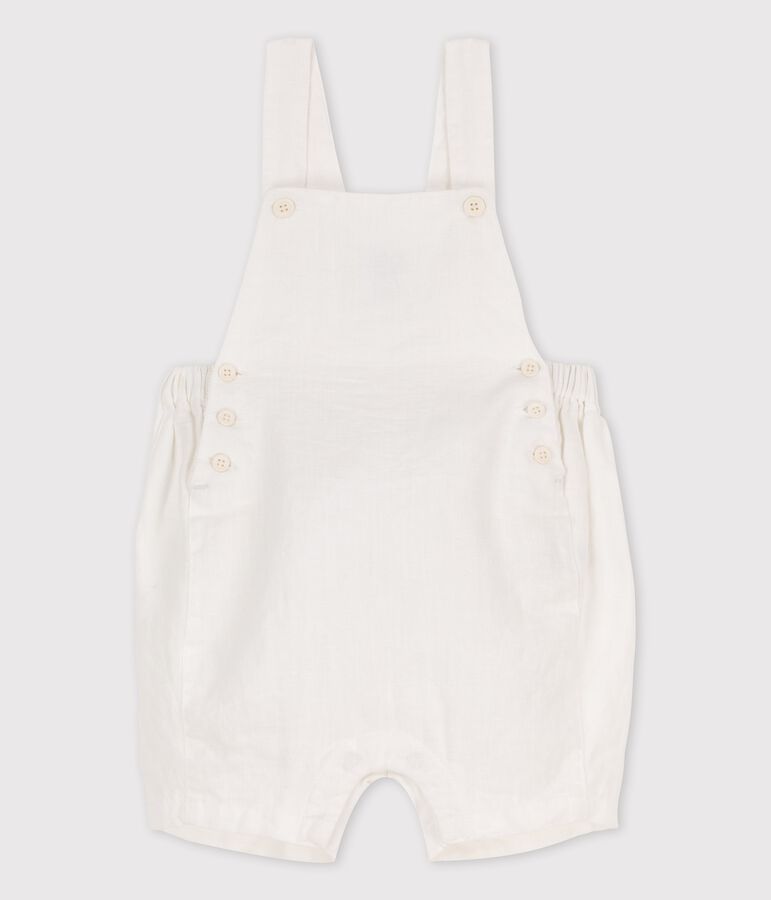 Babies' Linen Dungaree Shorts white