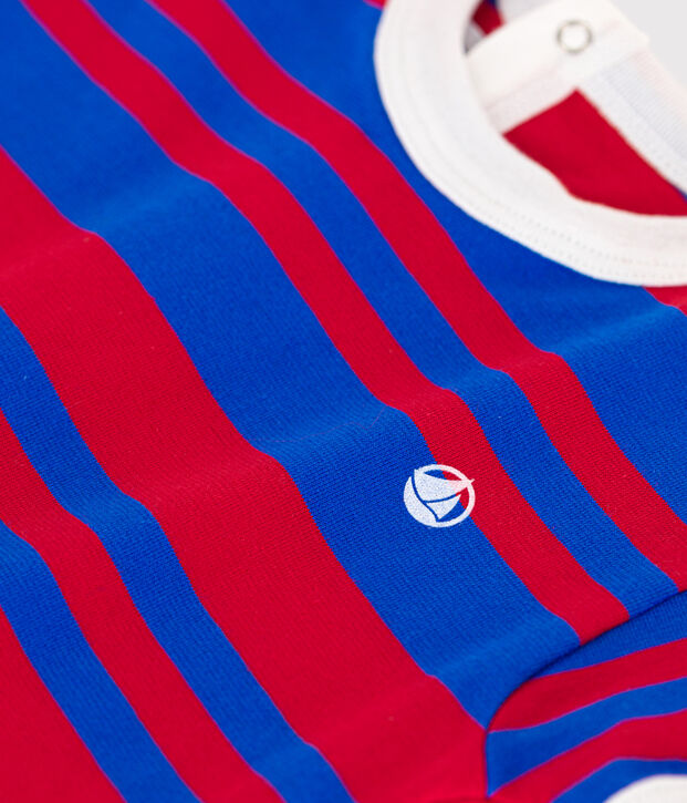 Babies' Striped Jersey Playsuit blue/red