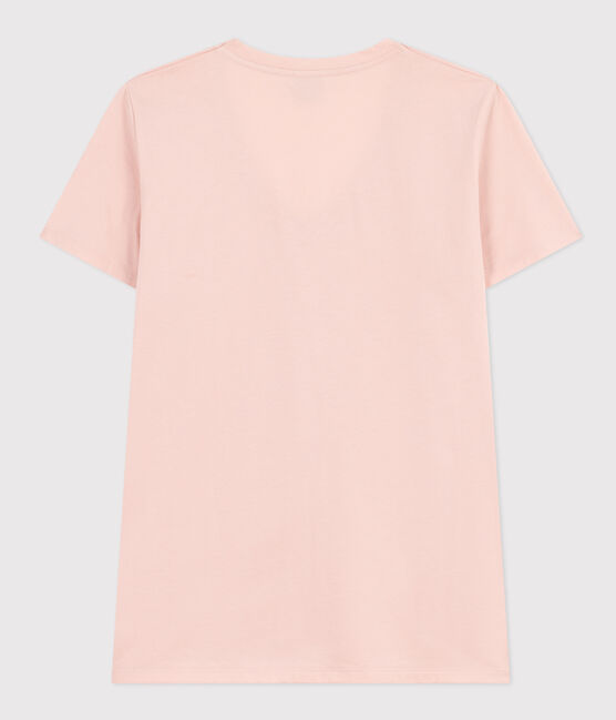 Women's Straight V-Neck Cotton T-Shirt SALINE pink
