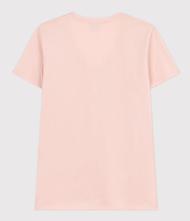 Women's Straight V-Neck Cotton T-Shirt pink