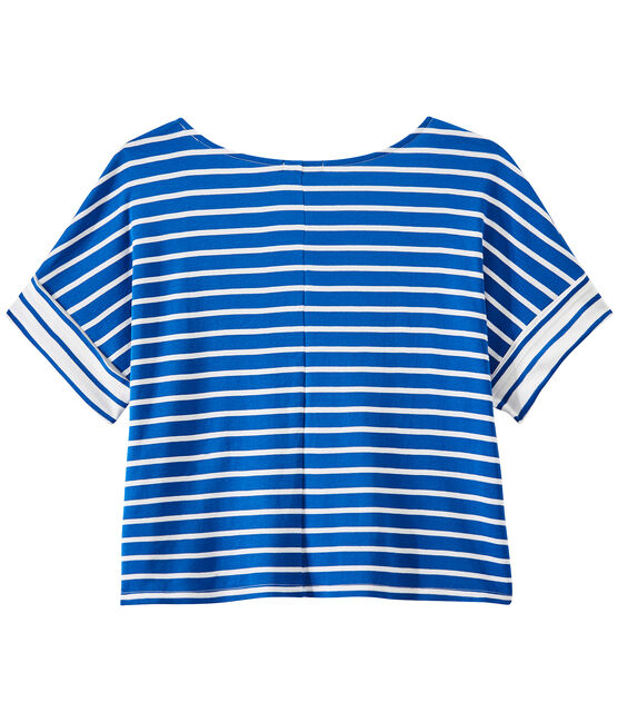 Women's striped oversized tee PERSE blue/MARSHMALLOW white