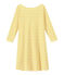 Women's striped dress with 3/4-length sleeves MARSHMALLOW white/SHINE yellow