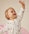 Babies' little penguin in space print velour pyjamas MARSHMALLOW white/MULTICO white