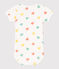 Babies' short-sleeved printed cotton body MARSHMALLOW blue/AQUATIC