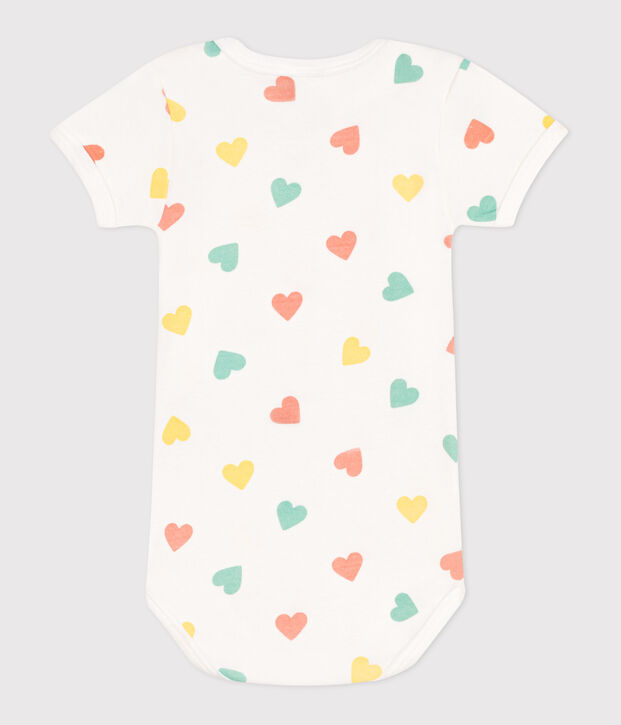 Babies' short-sleeved printed cotton body blue/blue