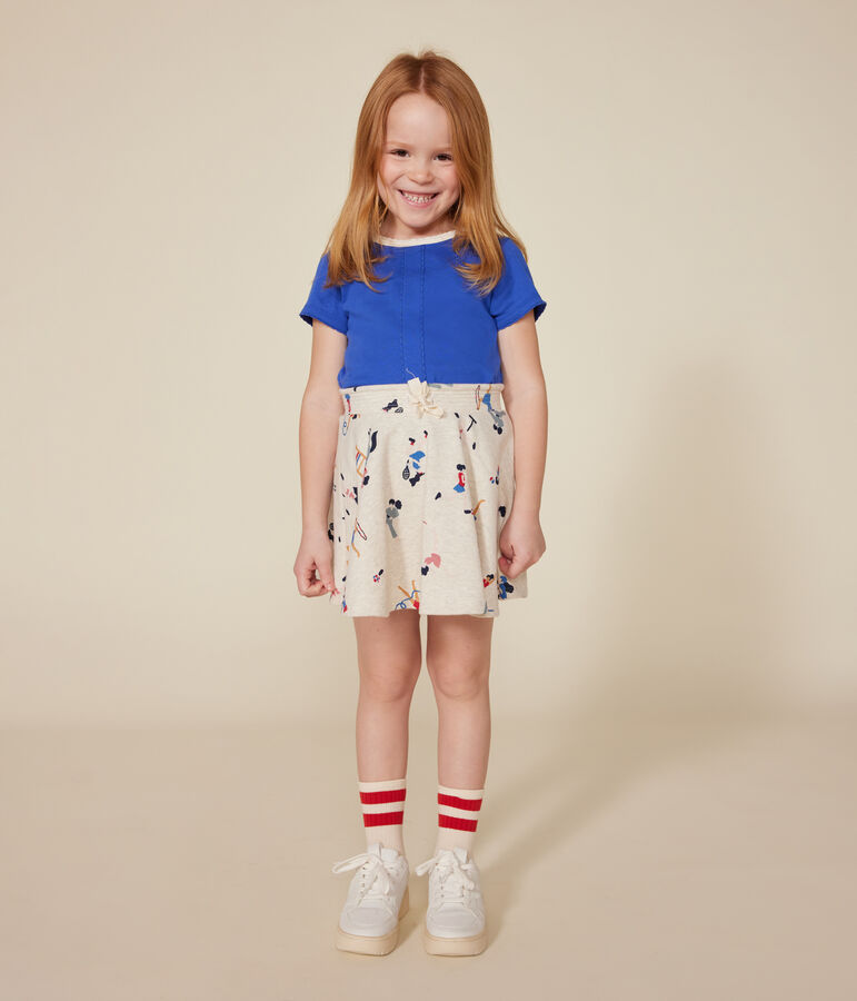 Girls' short-sleeved cotton T-shirt blue