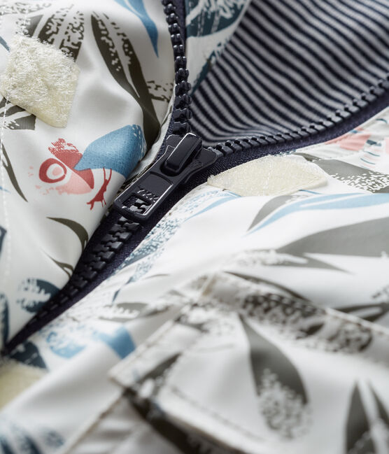 Waxed baby raincoat MARSHMALLOW white/MULTICO white