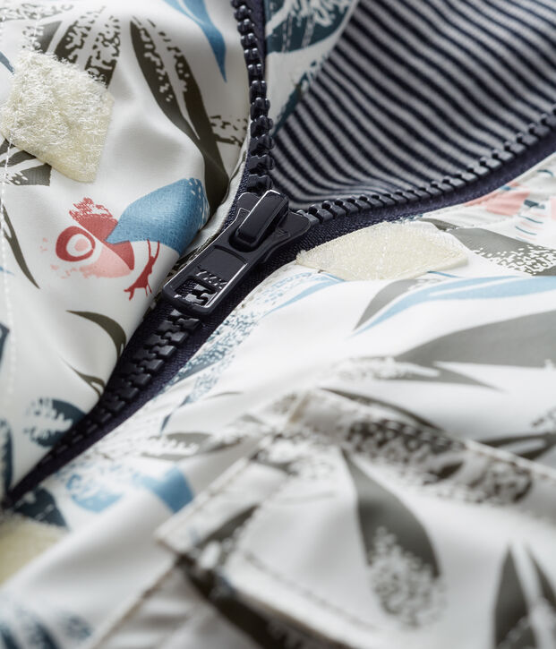 Waxed baby raincoat white/multicolor