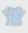 Children's short-sleeved cherry print cotton blouse MARSHMALLOW blue/PORCELANA