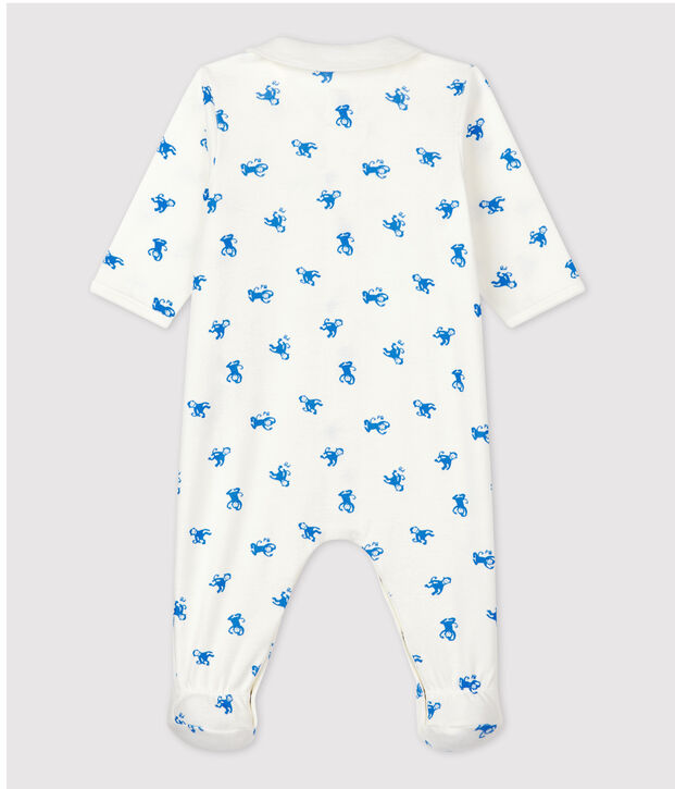 Babies' Organic Cotton Sleepsuit white/blue