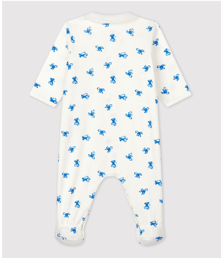 Babies' Organic Cotton Sleepsuit MARSHMALLOW white/BRASIER blue