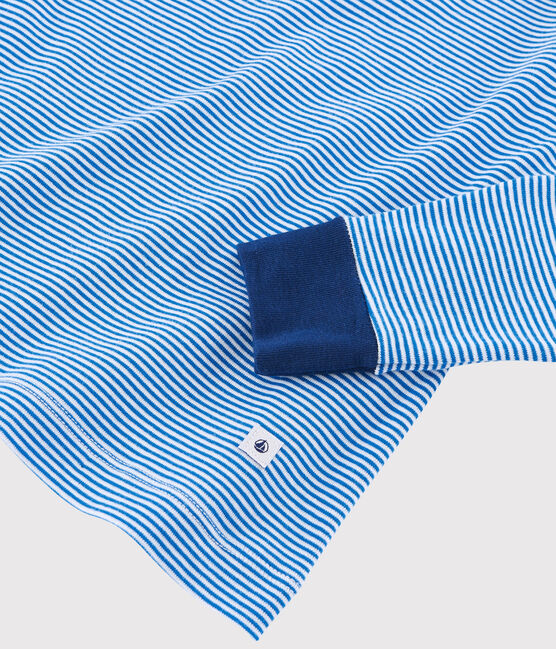Boys' Blue Pinstriped Ribbed Pyjamas RUISSEAU blue/MARSHMALLOW white