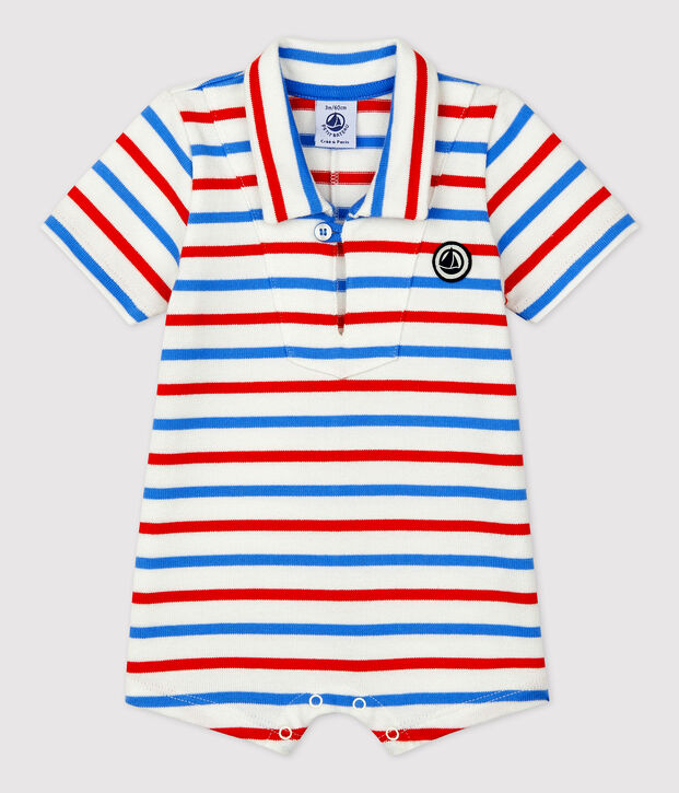 Babies' Thick Jersey Short Playsuit white/multicolor