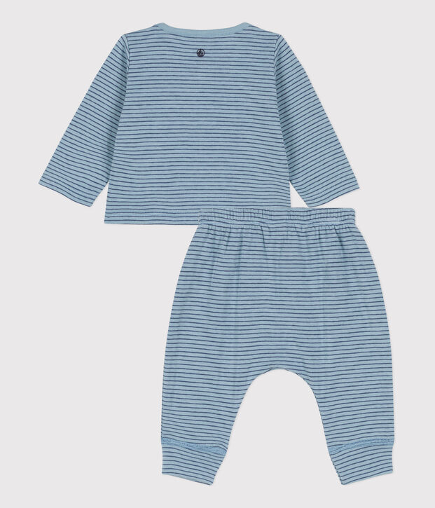 Babies' Stripy Tube Knit Outfit blue/blue/blue