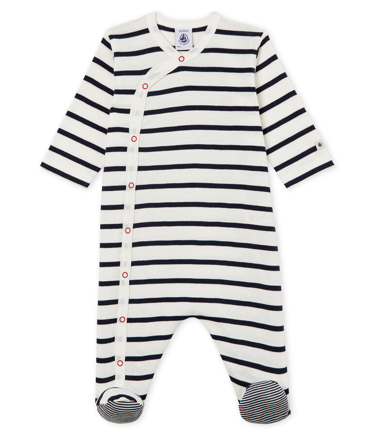 Babies' Ribbed Sleepsuit white/blue