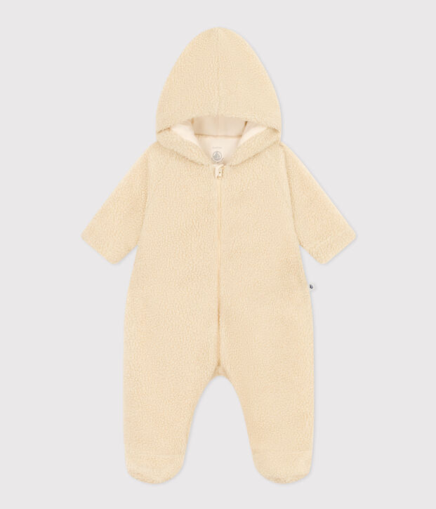 Babies' Hooded Sherpa Snowsuit Ecru