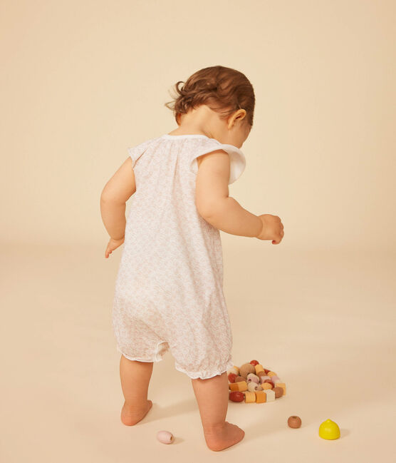 Babies' Floral Print Cotton Playsuit MARSHMALLOW /PANTY