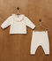 Babies' 2-piece set in wool and cotton with a flower-patterned ruff MARSHMALLOW white