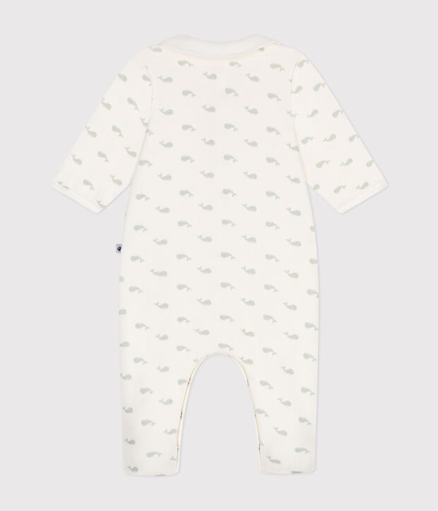 Babies' velour pyjamas white/green