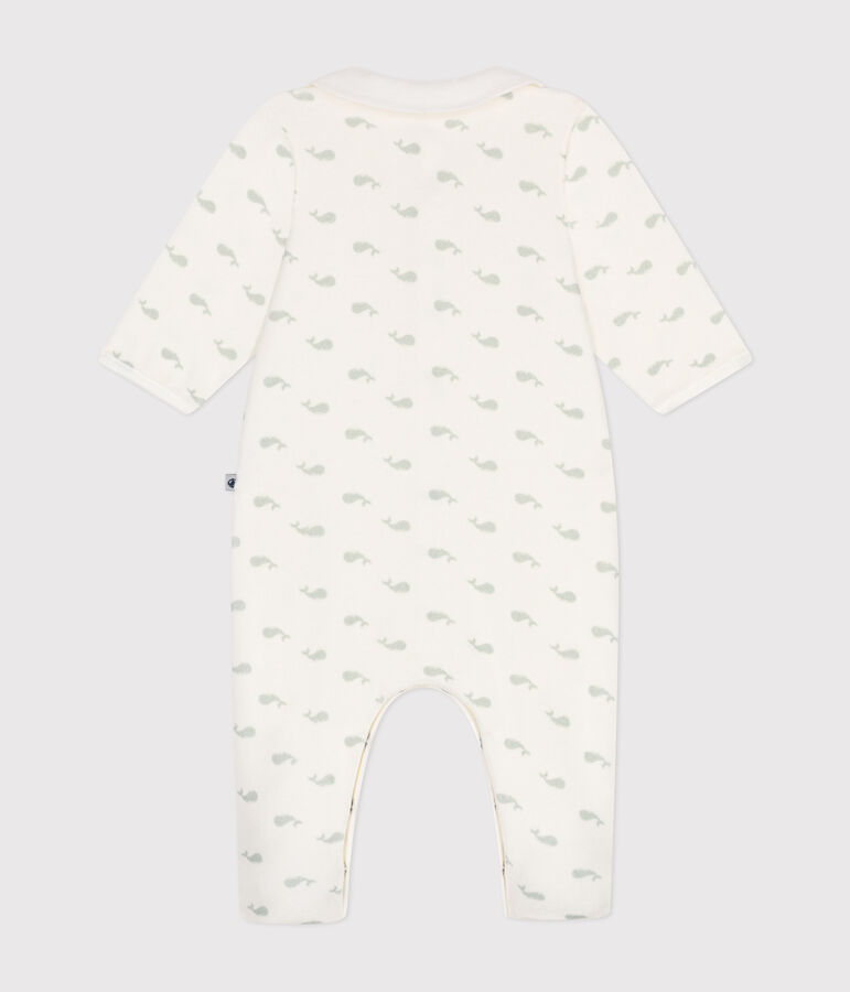 Babies' velour pyjamas white/green