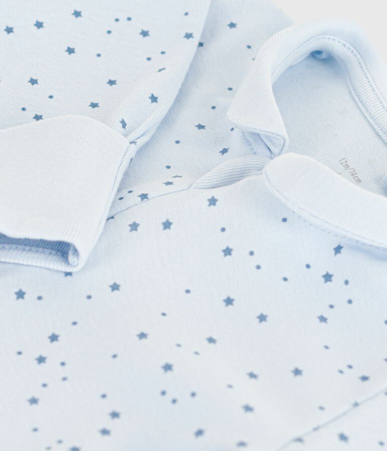 Babies' star printed cotton pyjama suit with a collar blue/blue