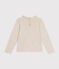 Girls long-sleeved ribbed T-shirt MONTELIMAR CHINE beige