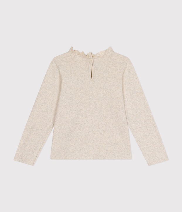 Girls long-sleeved ribbed T-shirt beige