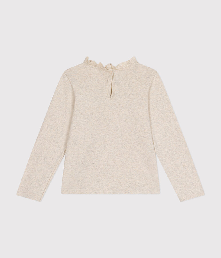 Girls long-sleeved ribbed T-shirt beige