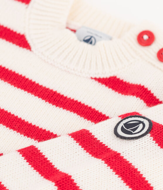 Babies' Jersey Jumper MARSHMALLOW white/TERKUIT red